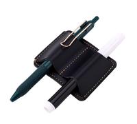 Black Notebook Pen Pencil Holder Clip, 3x2.4in Two Hole Leather Pen Storage Clips Practical Notebook Pencil Organizer Stylish Notebook Loop for Journals Planners Tablet