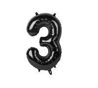 Black Number 3 Shaped Large Foil Balloon (86cm) 1 Piece - Perfect for Birthday Parties and Special Events