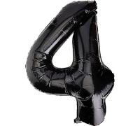 Black Number 4 Shaped Large Foil Balloon (86cm) 1 Piece - Perfect for Birthday Parties and Special Events