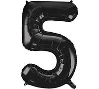 Black Number 5 Shaped Large Foil Balloon (86cm) 1 Piece - Perfect for Birthday Parties and Special Events