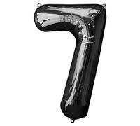 Black Number 7 Shaped Large Foil Balloon (86cm) 1 Piece - Perfect for Birthday Parties and Special Events