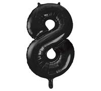 Black Number 8 Shaped Large Foil Balloon (86cm) 1 Piece - Perfect for Birthday Parties and Special Events