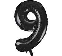 Unique Foil Balloon Number 9 Shaped - Large 86cm - Black - 1 Piece