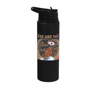 Black Nurse Magic African American Nursing Afro Black Women Stainless Steel Insulated Water Bottle