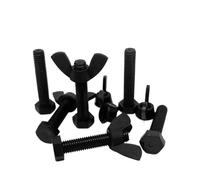 Black Nylon Hexagonal Bolt and Wing Nut Set, M3 M4 M5 M6 M8 M10 M12, DIN933, External Hex Screw Combination, 50 Pieces