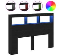 (black oak, 140 x 17 x 102 cm) vidaXL Headboard Cabinet with LED Artisan Oak 180x17x102 cm bed headboard
