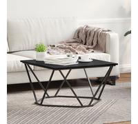 Black oak Metal Medium Sleek Coffee Table Rectangular Berkfield Home Black One Size