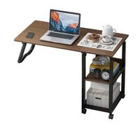 Black Oak Modern Adjustable Height Large Over Bed Chair Table Pc Computer Laptop W/wheels