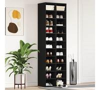 Black Oak Shoe Cabinet Tall Storage Unit Engineered Wood - 54x34x183cm