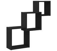 vidaXL 3 Open Shelf Black Oak Cube Wall Shelf