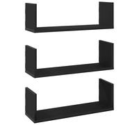 vidaXL Wall Shelves 3 pcs Black Oak 58x18x18 cm Engineered Wood