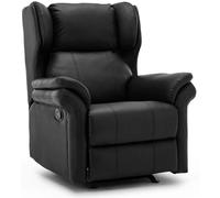 (Black) Oakford Wing Bonded Leather Recliner Rocking Armchair Gaming Lounge Chair Black