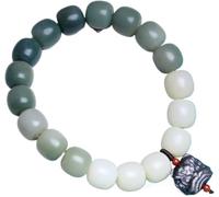 Black Obsidian, 9X10mm Gradient Barrel Beads Silver Obsidian Carved Lion Lucky Charm Pendant Elastic Amulet for Good Luck Money Prosperity