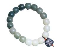 Black Obsidian Bracelet, 9X10mm Gradient Barrel Beads Silver Carved Lion Lucky Charm Pendant Elastic Bracelet Spiritual Amulet for Good Luck Money Prosperity