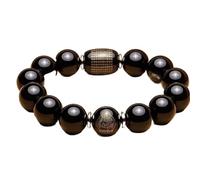 Black Obsidian Bracelet Natural Gemstone Bracelet, Lucky Eight Zodiac Patron Saints Charm Bracelet Red Agate Odsidian Amulet Attract Money Prosperity Luck,Agate Rat,10mm(Obsidian horse-12mm)