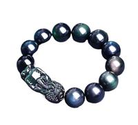 Black Obsidian Bracelet, Pi Yao Wealth Bracelet 12Mm Reiki Crystal Spiritual Chakra Amulet Lucky Adjustable Ward Off Evil Bracelet,Green,12mm