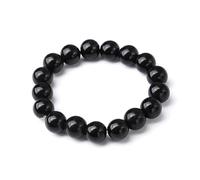 Black Obsidian Bracelet Prayer Blessing Blackstone Stone Ball Beads Jewelry Valentine's Present