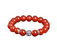 Black Obsidian Bracelet, Silver Piyao Bracelet Natural Agate Couple Beaded Crystal Talisman Prosperity,Red,10mm (Color : Red, Size 8mm)