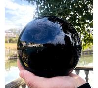 Black Obsidian Crystal Ball for Decorative, Quartz Crystal Sphere Prop Ornament for Feng Shui Divination Fortune Telling Tabletop Fountain Decor,120mm/4.7in