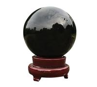 Black Obsidian Crystal Ball with Wooden Stand for,Teller, Scrying,Magic,Home Decor,Halloween,Large Crystal Orb Prop Glass Sphere,Black,130mm
