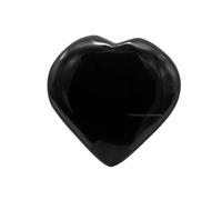 Black Obsidian Crystal Heart Palm Stone - Pocket Massage Worry Stone for Natural Body Chakra Balancing, Reiki Healing and Crystal Grid