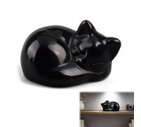 Black Obsidian Crystal Sleeping Cat Figurine, Luxury Black Cat Stone Sculpture, Witchy Gifts for Women, Sleeping Cat Cute Gemstone Ornaments
