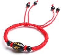 ,Black Obsidian,Feng Shui Obsidian Red/Black String Wealth Reiki Amulet Lucky Adjustable Ward Off Evil Women Men,Red