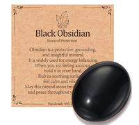 Black Obsidian Healing Crystal Polished Worry Palm Stone Natural Reiki Gemstone Energy Balancing Anxiety Stress Relief Meditation Spiritual Gifts for Women Men Kids
