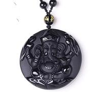 Black Obsidian Necklace Lucky Amulet Protection Pendant with Bead Chain Stone Talisman Necklaces Jewelry