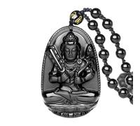 Black Obsidian Necklace Lucky Amulet Protection Pendant with Extension Bead Chain Healing Crystal Stone Talisman Necklace Jewelry, Obsidian, Obsidian