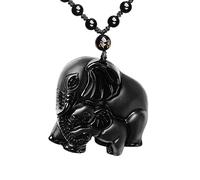 Black Obsidian Necklace Talisman Amulet Protection Pendant with Adjustable Bead Chain Reiki Healing Crystal Energy Stone Spiritual Jewelry Gifts, Black Obsidian, Obsidian