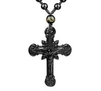 Black Obsidian Necklace Yin Yang Talisman Amulet Protection Pendant with Adjustable Bead Chain Healing Crystal Stone Jewelry Necklaces for Men Women, Crystal, Obsidian