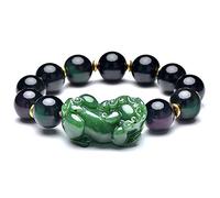 Black Obsidian, Piyao Black Couple Natural Hetian Jade Black Obsidian Bead Handwoven String Love,B