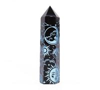 Black Obsidian Points With Sky Blue Celestial Designs - Spiritual Healing