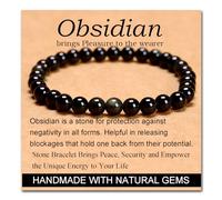 Black Obsidian - Stone of Pleasure - Stretch Elastic Bracelet Natural Stone Crystal Healing Power Energy Gifts for Unisex Adult 6mm