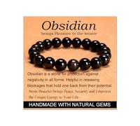 Black Obsidian - Stone of Pleasure - Stretch Elastic Bracelet Natural Stone Crystal Healing Power Energy Gifts for Unisex Adult 10mm