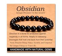 Black Obsidian - Stone of Pleasure - Stretch Elastic Bracelet Natural Stone Crystal Healing Power Energy Gifts for Unisex Adult 8mm