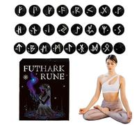 Black Obsidian Witches Runes Set - Reiki Stones Engraved Gypsy Symbol, Healing Crystal Palm Stone Engraved Gypsy Symbol - Healing Crystal Palm Stone for Meditation Divination Spiritual