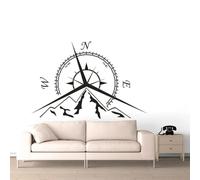 Black - Ocean Compass Wall Sticker Design Home Decoration Mountain Rose Art Indoor Car Sticker Decal
