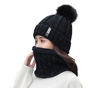 Black of Friday 2024 Cream Touch Screen Gloves Women Winter Siamese Windproof Hat Women Female Hat Scarf Set Hats And Gloves For Women Lightning Deals of Today Prime Clearance Todays Daily Deals