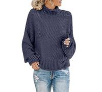 Black of Friday Deals 2024 Women's Sweatshirts Loose Fit Knitted Sweater Plus Size Long Sleeve Pullover Tops Soft Solid Colour Thick Thread High Women