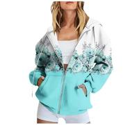 Black of Friday Deals 2024 Zip Up Hoodie Women Oversized Floral Print Drawstring Hooded Sweatshirts Casual Loose Long Sleeve Blouse Tee Essential Jackets for Women Uk Sale