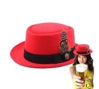 Black Oktoberfest Hat Costume - German Bavarian Oktoberfest Costume, Oktoberfest Outfits for Women, Oktoberfest Costume Accessories with Feathers, Emblems, for Oktoberfest, Folk Festivals for