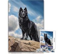 Black Old German Shepherd Adult Jigsaw Puzzles1000 Pieces Brain Challenge Learning Game Thoughtful Surprise for Celebrations Size 38x26cm