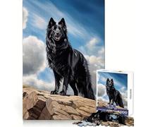 Black Old German Shepherd Jigsaw Puzzle 1000 Piece for Teenagers Reasoning Practice Restful Activity Premium Edges Chic Xmas Gift (38X52CM)