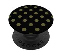 Black Olive Green Big Polka Dot Boho Vintage Aesthetic Girly PopSockets Adhesive PopGrip