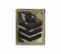 Black on Multicam/MTP Rank Patch Hook Backed King's Crown C3R (Staff/Colour Sergeant) Army - Multi Terrain Pattern - British Military