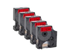 Black On White Label 5pcs 10pcs D1 12mm Tape 45013 45010 45016 45018 Compatible with LabelManager 160 280 Printer(5PK Black on Red)
