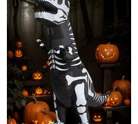 (Black, One-size) 1pc Skeleton T-Rex Inflatable Costume 120-140cm - Halloween Dinosaur Costume with Zipper Closure, Loose Fit & Realistic Bone Design