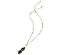 (Black, One size) Bullet Shape Gemstone Pendant Hexagonal Charm Artificial Stone for Women Girls Spiritual Reiki Healing Present 5 Colors